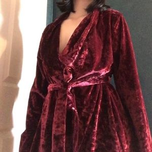 faux velvet robe